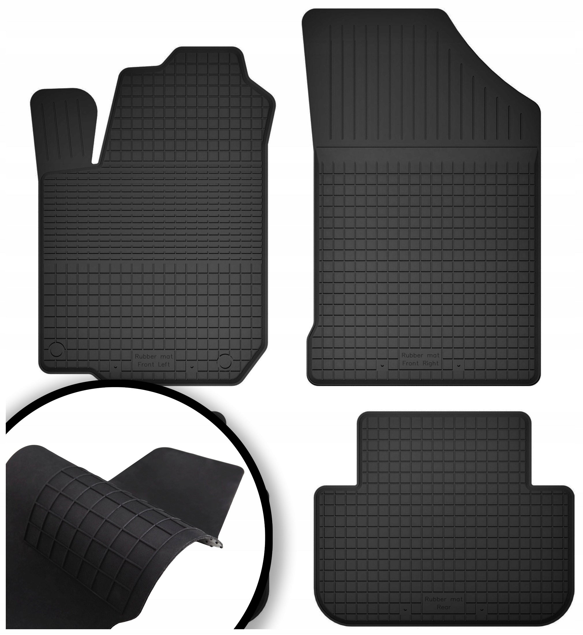 RUBBER CAR RUGS WITH RIM + TUNNEL - PRACTICAL TROUGH SET