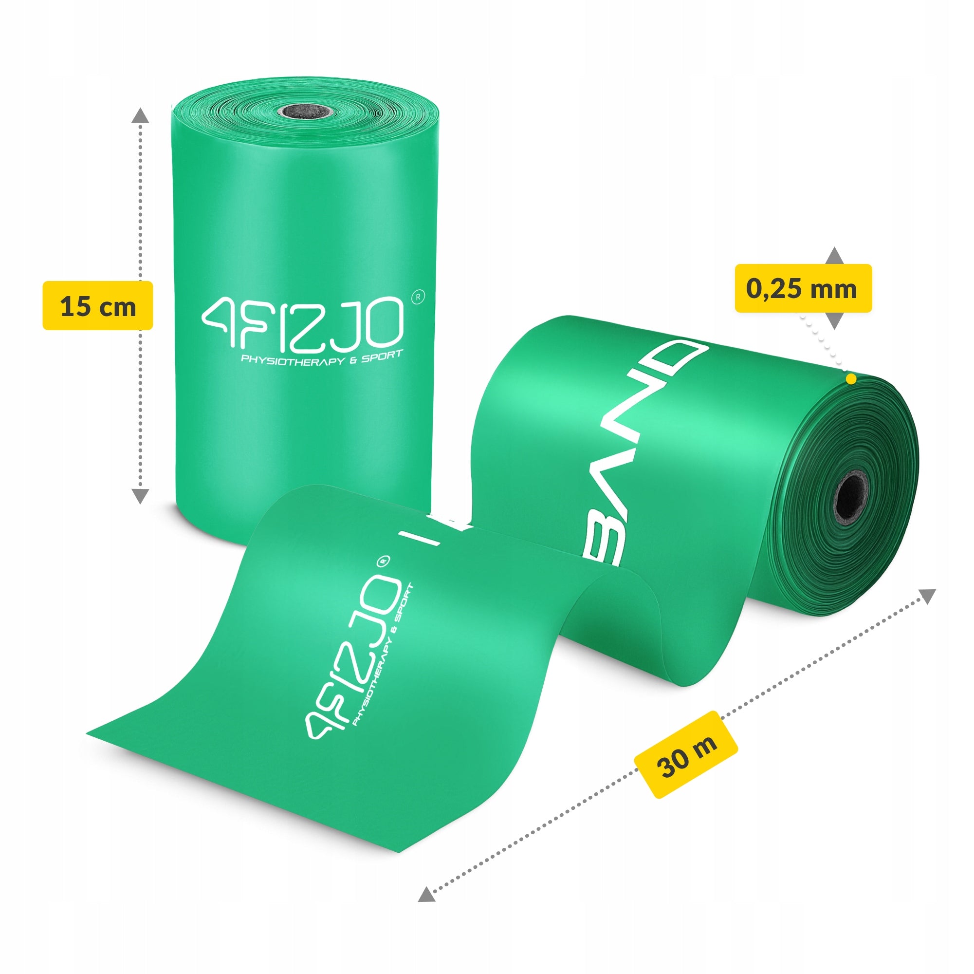 RUBBER EXERCISE TAPE REHABILITATION STRETCHING TRAINING ROLL 30M RESISTANCE 3/5 Color green