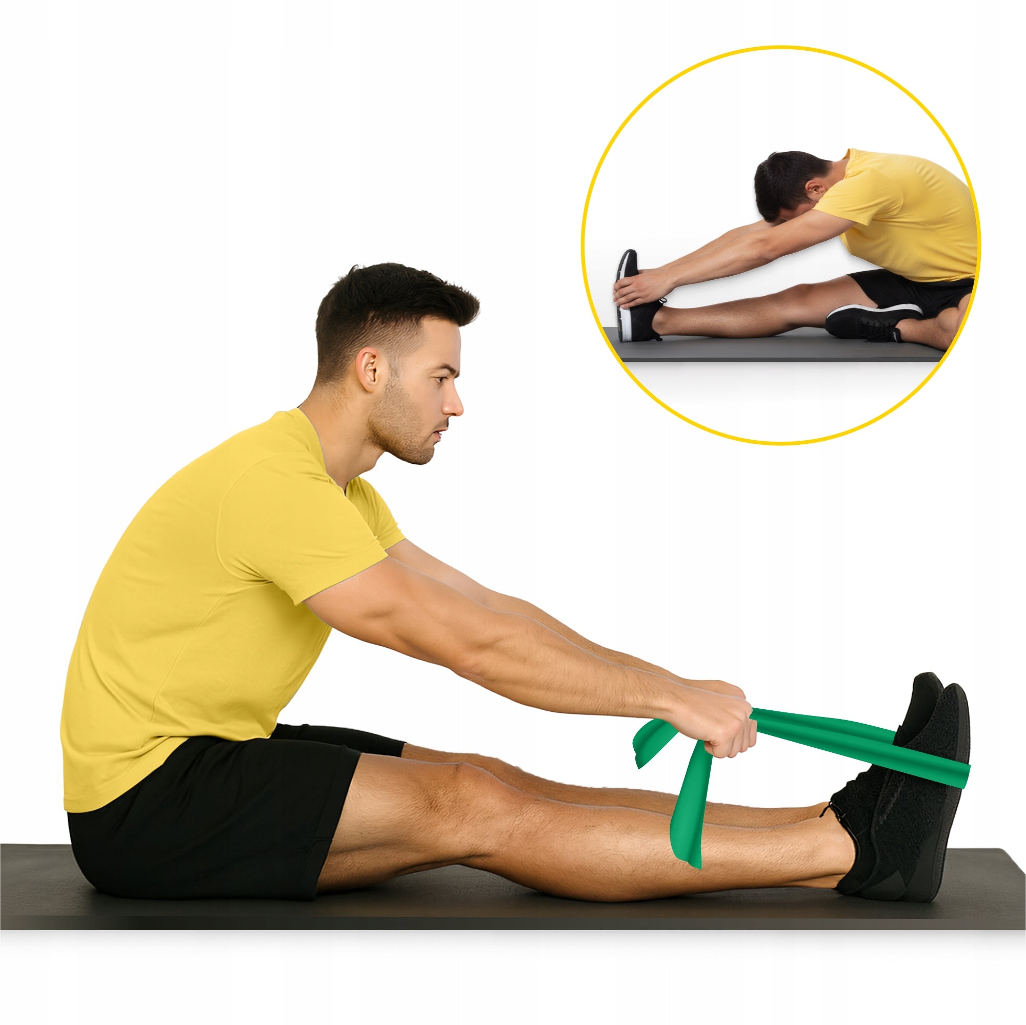 RUBBER EXERCISE TAPE REHABILITATION STRETCHING TRAINING ROLL 30M RESISTANCE 3/5 Model FLAT BAND GREEN 0,25MM - 30M REEL