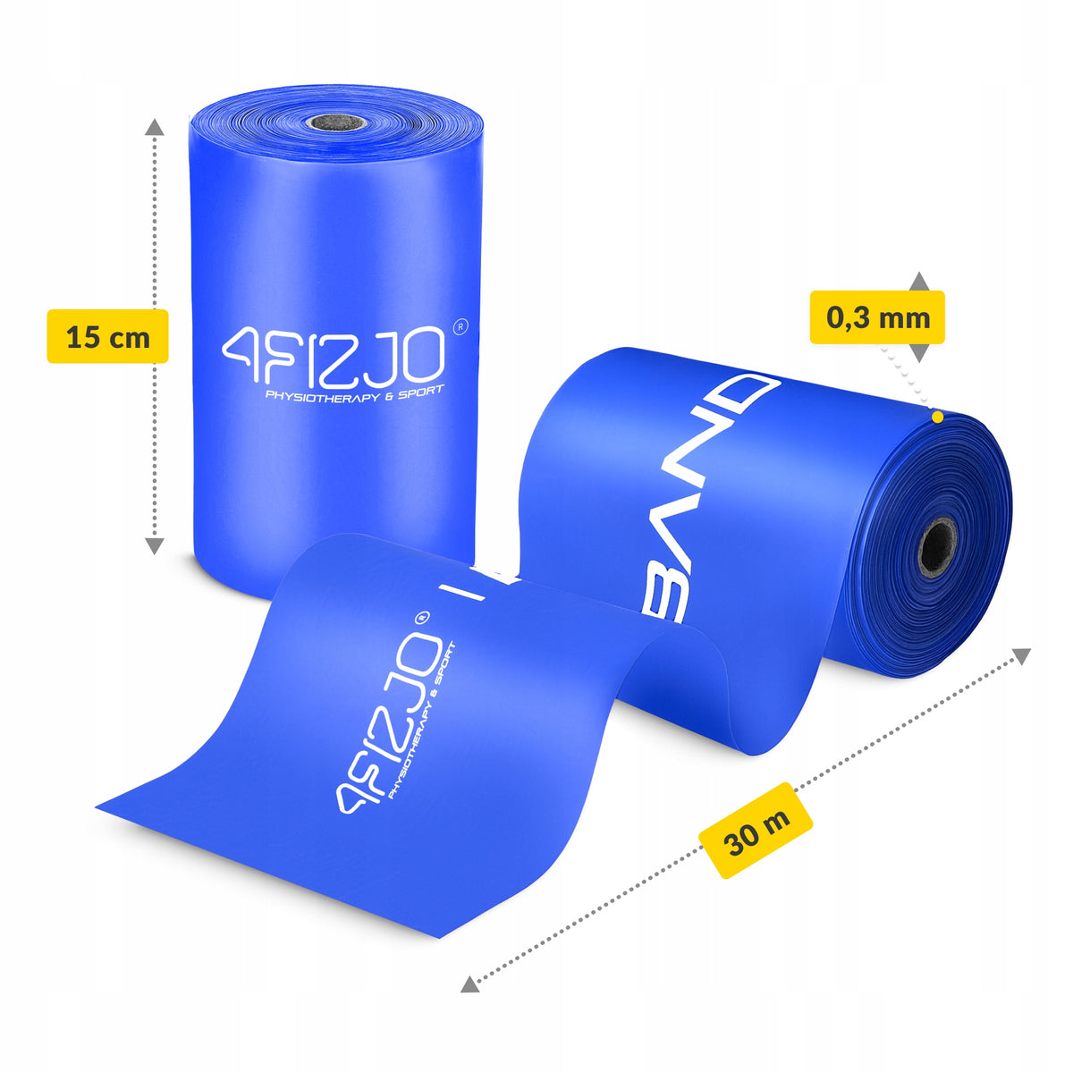 RUBBER EXERCISE TAPE REHABILITATION STRETCHING TRAINING ROLL 30M RESISTANCE 4/5 Color blue