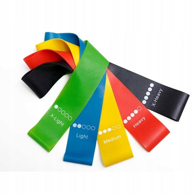 RUBBER EXERCISE TAPES FITNESS SET OF 5 x RUBBER TAPES Color multicolor