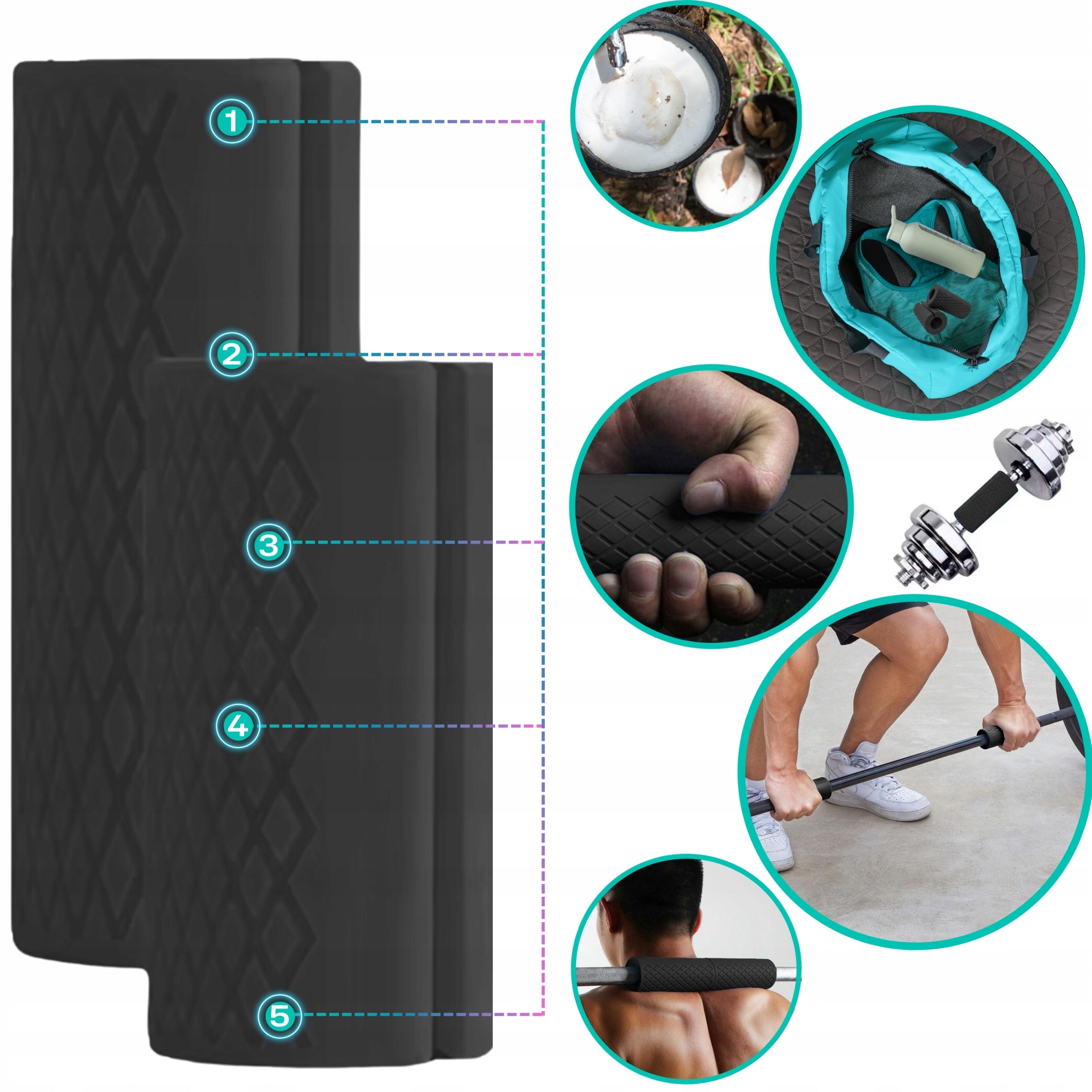 RUBBER GRIPS FOR EXERCISE NECK OVERLAY BARBELL BAR FAT GRIP 2 pcs. Maximum load 500 kg