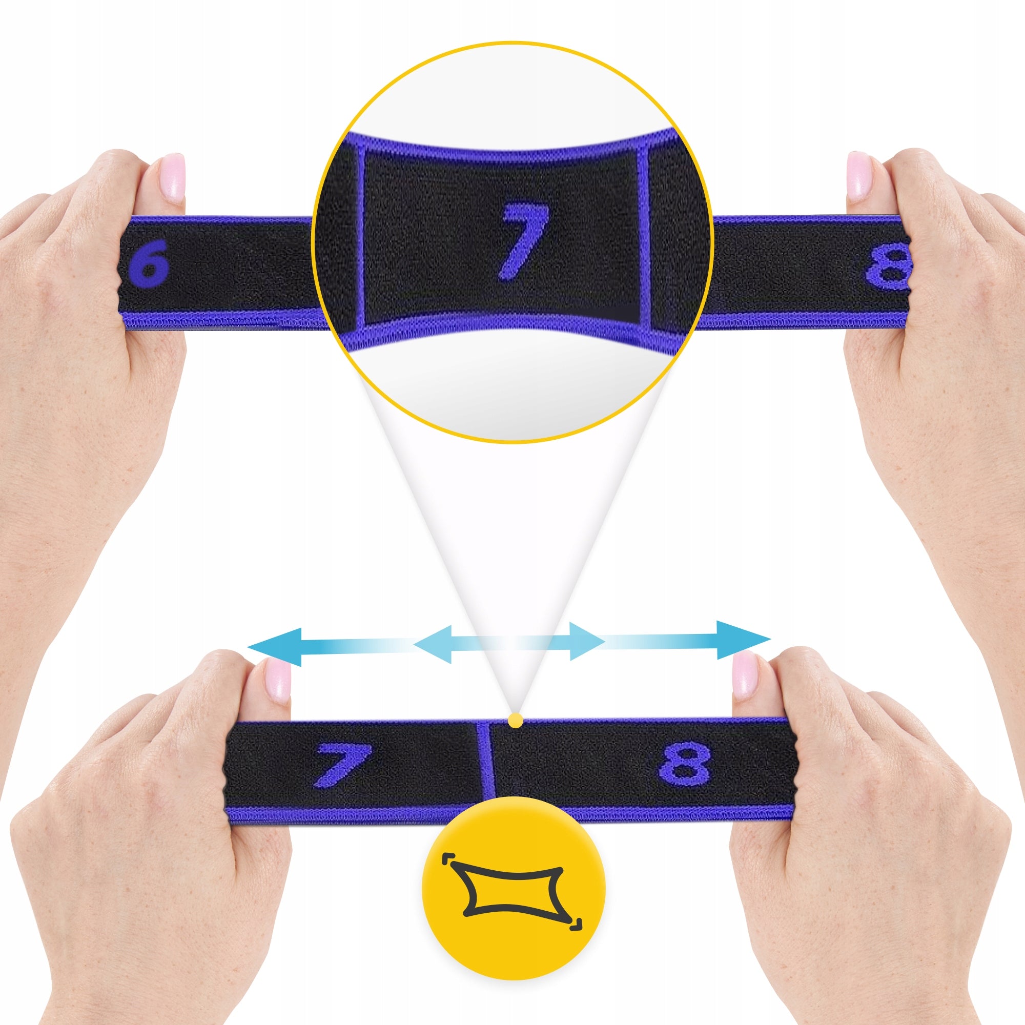 RUBBER GYMNASTIC TAPE FOR STRETCHING REHABILITATION 8 LOOPS Color black
