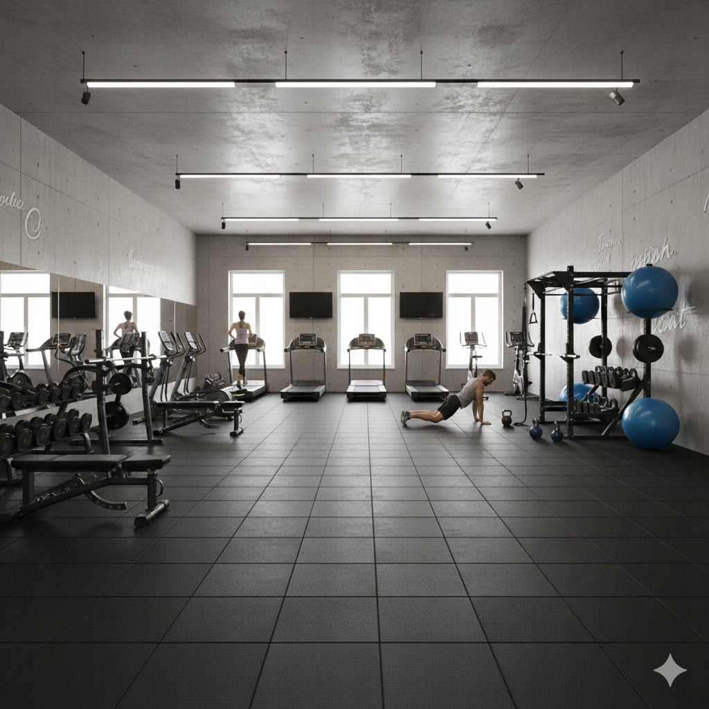 RUBBER MAT EXERCISES FOR EQUIPMENT CONNECT PRO 100x100cm NON-SLIP 25mm Packaging status original