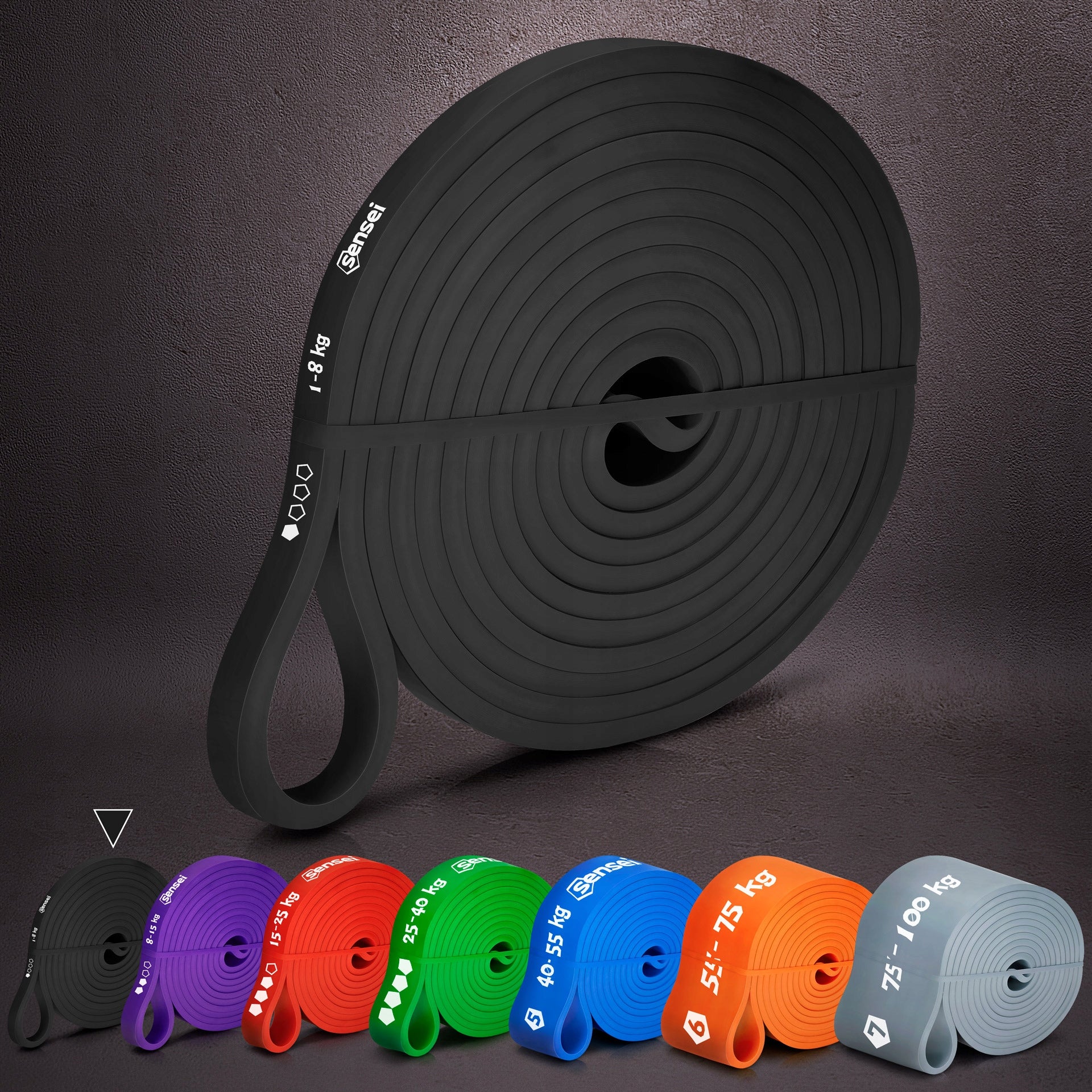 RUBBER POWER BAND 1-8 kg, Resistance Exercise Tape, Pull-up Training Width 6 mm