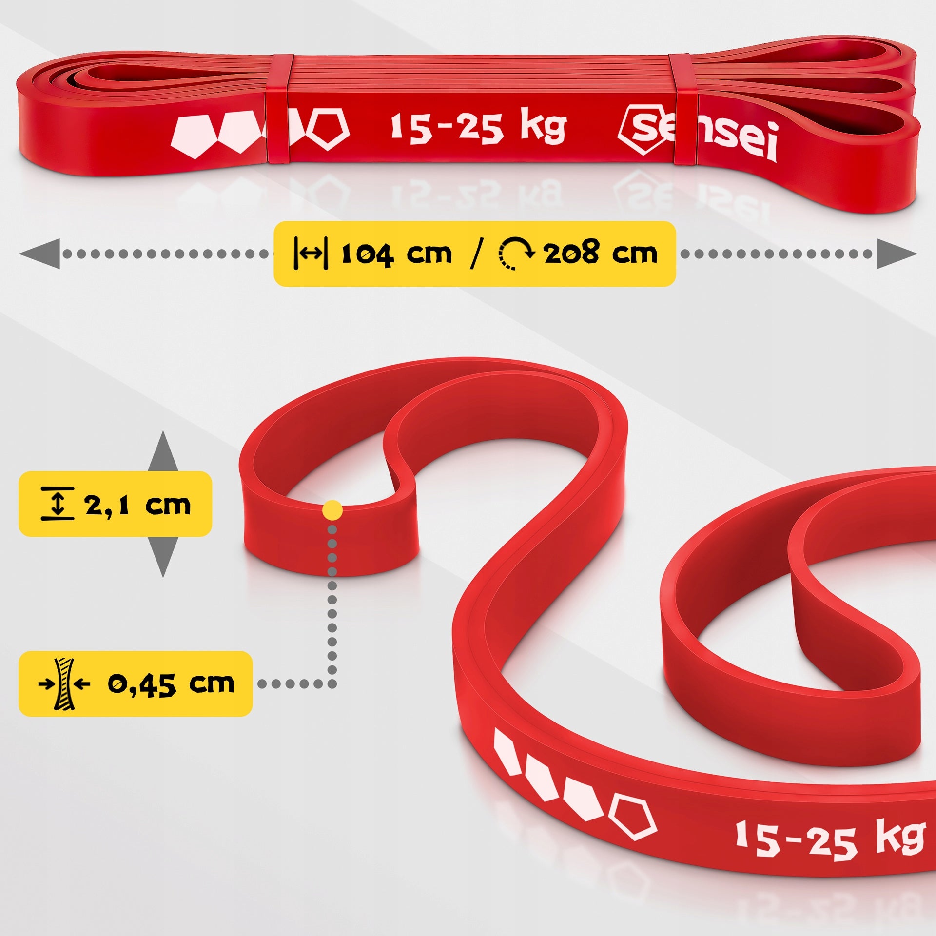 RUBBER POWER BAND 15-25 kg, Resistance Exercise Tape, Pull-up Training Color red