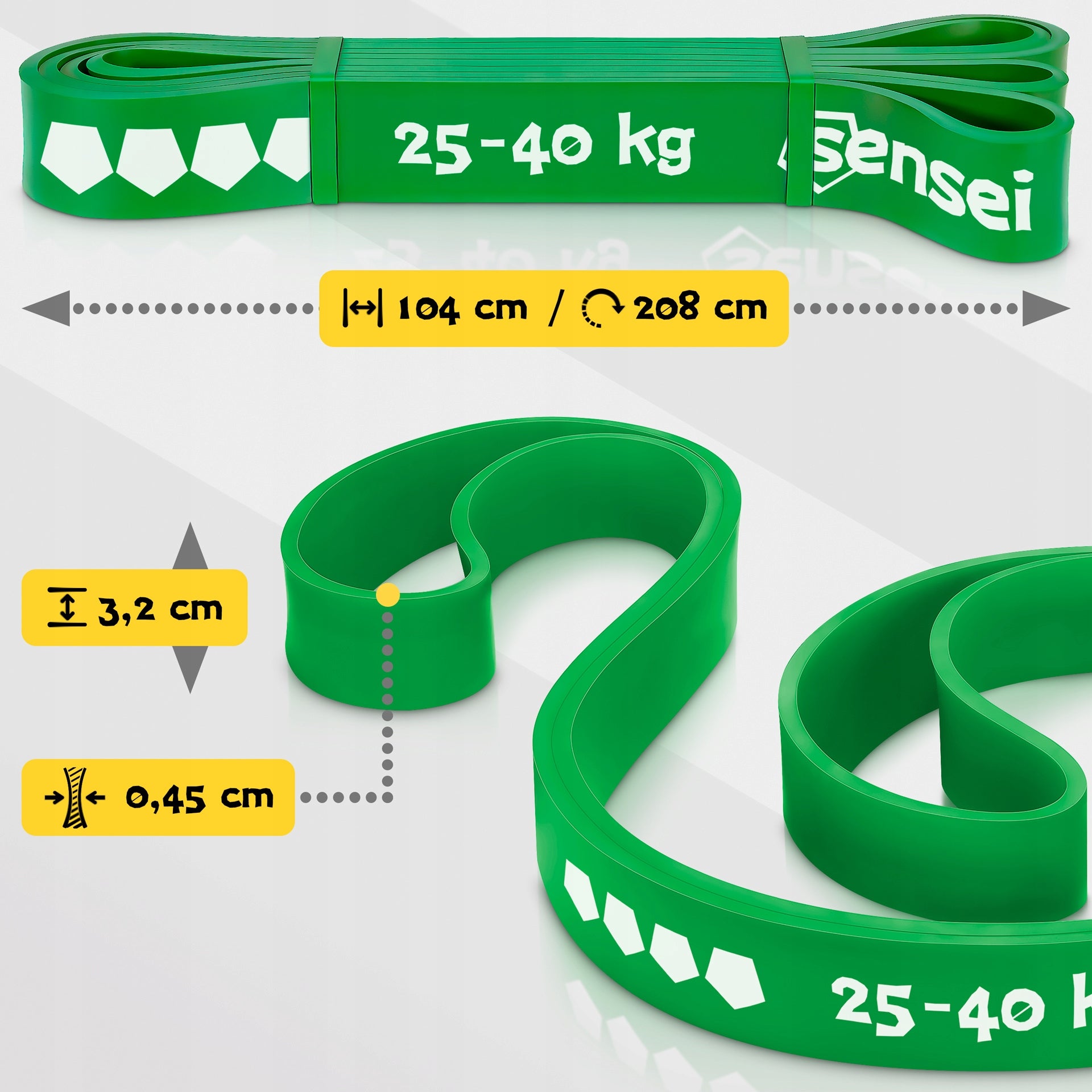 RUBBER POWER BAND 25-40 kg, Resistance Exercise Tape, Pull-up Training Color green