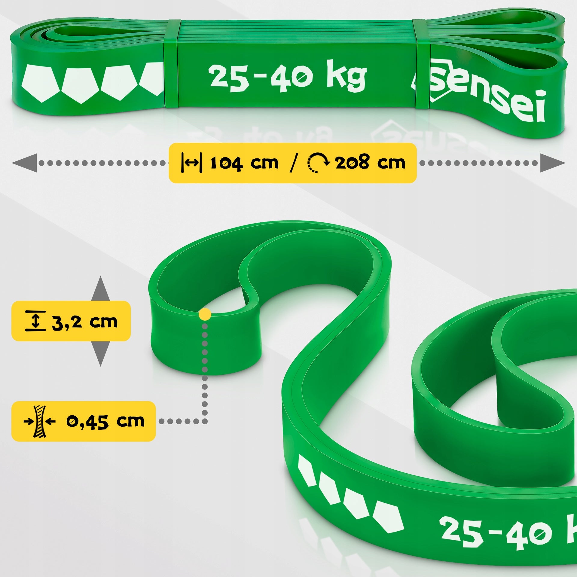 RUBBER POWER BAND 25-40 kg, Resistance Exercise Tape, Pull-up Training Color green