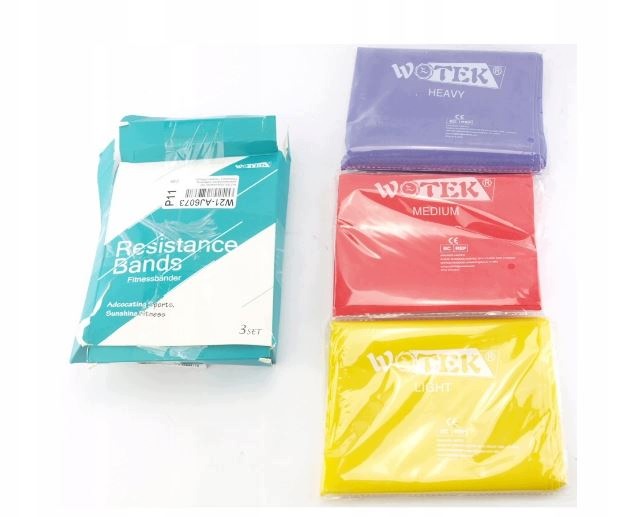 RUBBER RESISTANCE BANDS EXERCISE SET FITNESS STRONG COMFORTABLE 3 PCS WOTEK Manufacturer code GUMY  OPOROWE