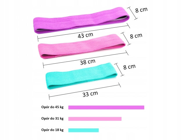 RUBBER RESISTANCE BANDS FOR EXERCISE FITNESS thighs buttocks belly hip band 3 PCS Manufacturer code guma hip band