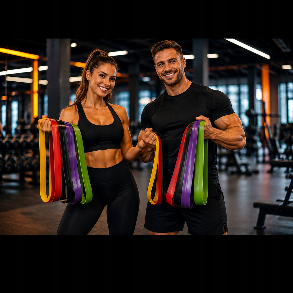 RUBBER RESISTANCE EXERCISE BANDS SET OF 5 PIECES + BAG + EBOOK WITH EXERCISES Packaging status original