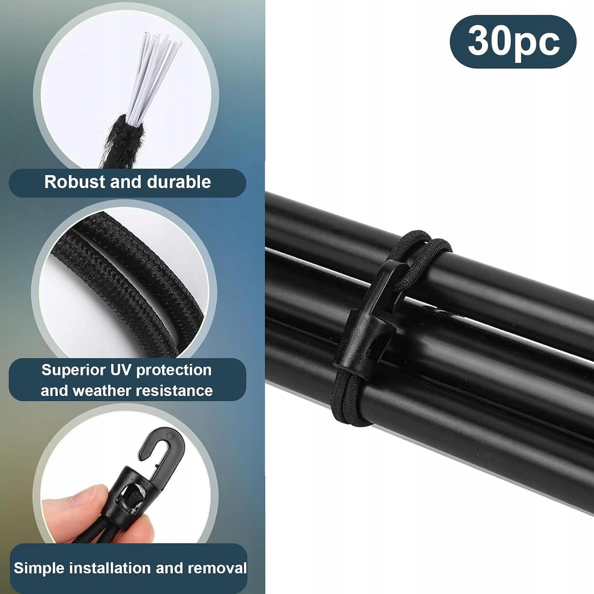 RUBBER TENSION BELTS WITH HOOKS 30 PCS 25 CM BLACK Manufacturer code GUMOWE PASY NAPINAJĄCE HACZYKI EKSPANDER