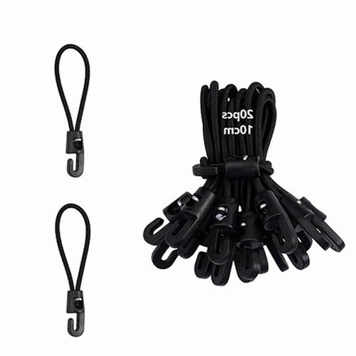 RUBBER TENSIONERS WITH HOOKS FOR TENT TARPAULINS 10 CM 20 PCS. plastic