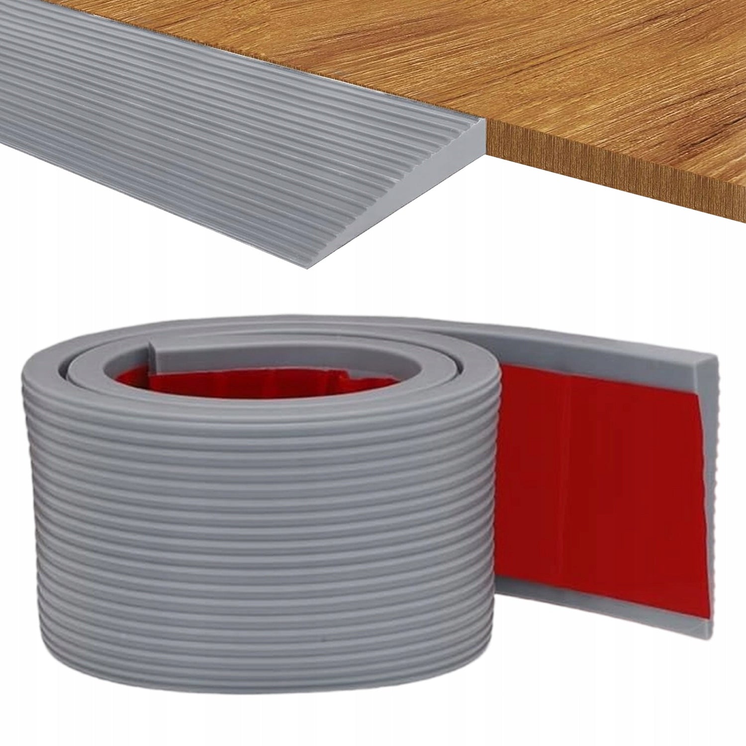 RUBBER THRESHOLD RAMP 150*8*3CM NON-SLIP FOR SCOOTER TROLLEYS GREY