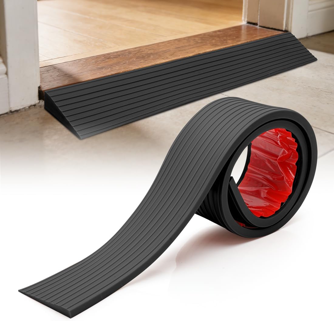 RUBBER THRESHOLD RAMP 150X8X3CM BLACK TRANSITION FOR CLEANING ROBOTS Brand Bedee
