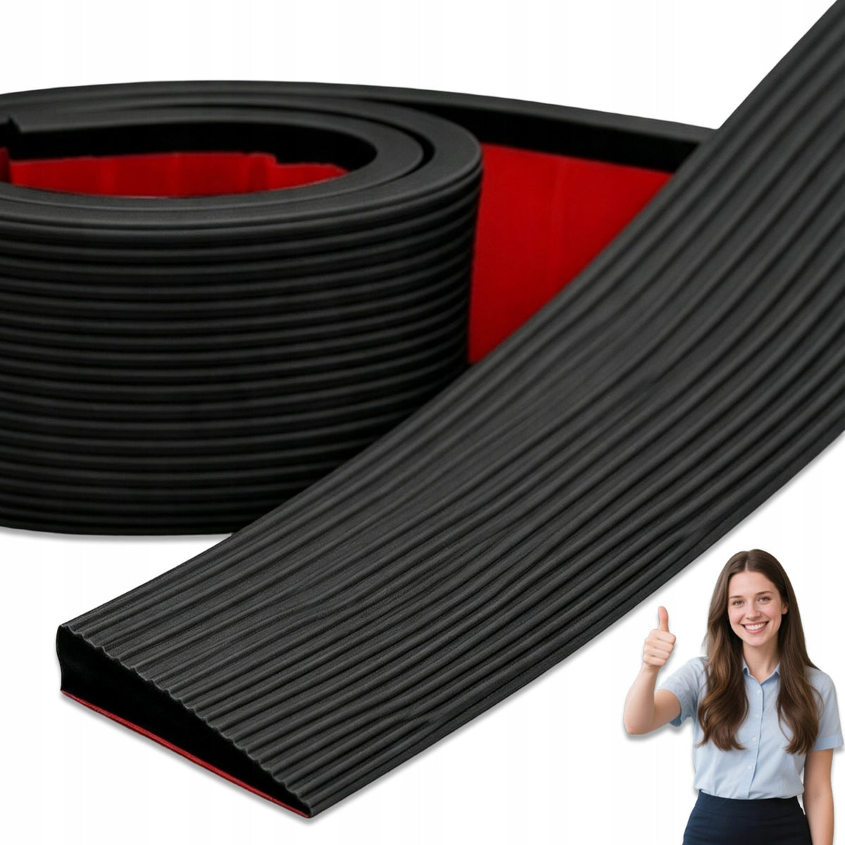 RUBBER THRESHOLD RAMP 150X8X3CM BLACK TRANSITION FOR CLEANING ROBOTS
