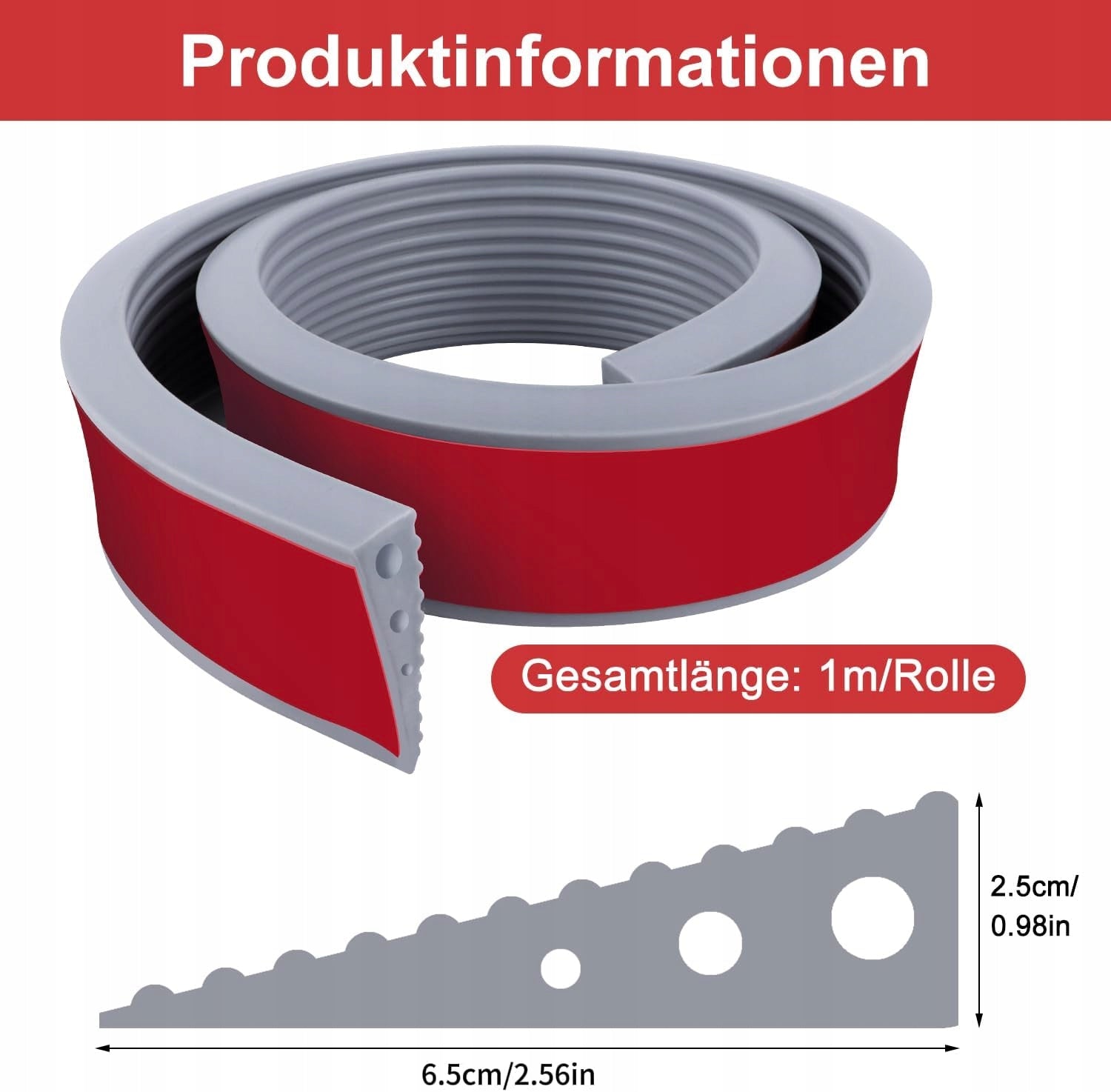 RUBBER THRESHOLD RAMP FOR SELF-ADHESIVE DOORS 100 CM NON-SLIP Brand PR