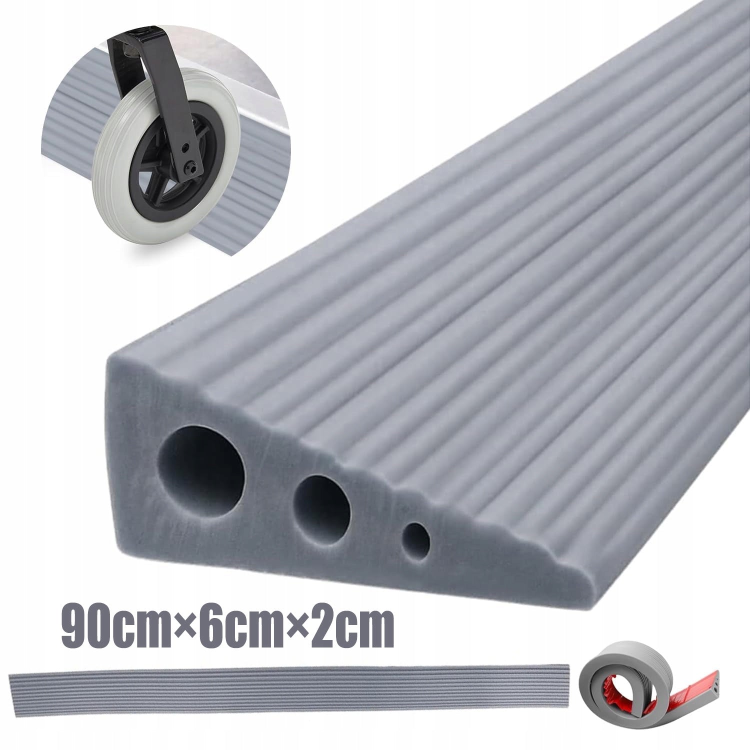 RUBBER THRESHOLD RAMP ROBOT SWEEPING CLIMBING PAD, 90CMX6CMX2CM