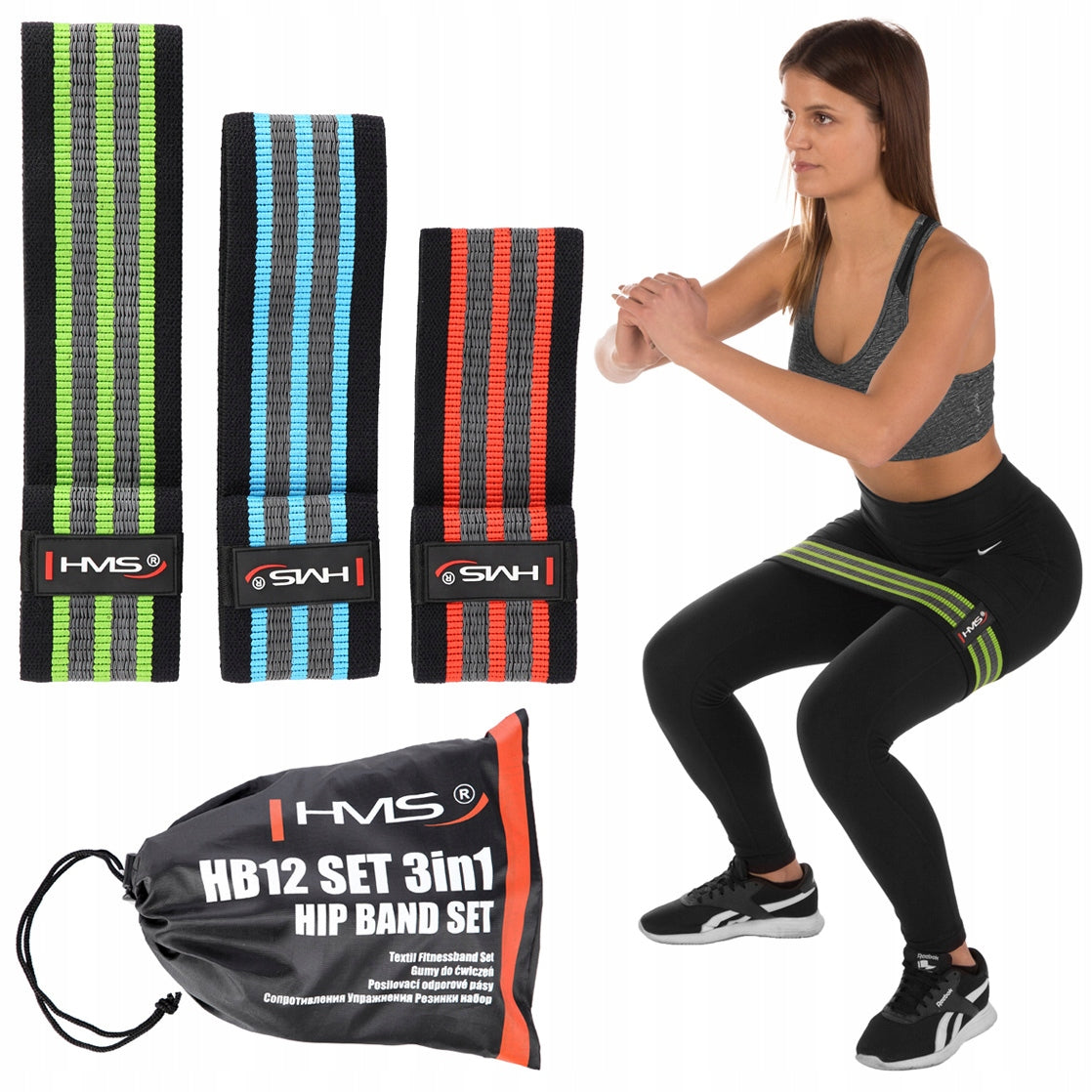 RUBBERS EXERCISE TAPE 45-54,5 kg HIP BAND HMS 3pcs