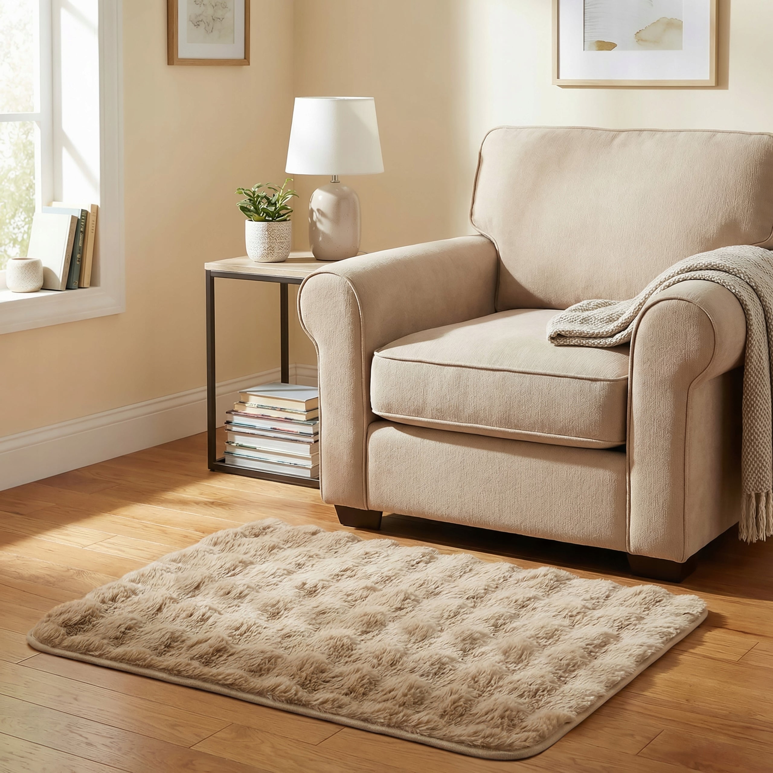 RUG 100x70 CM FOR BEDROOM LIVING ROOM ECO FUR RABBIT NON-SLIP Manufacturer code 38618