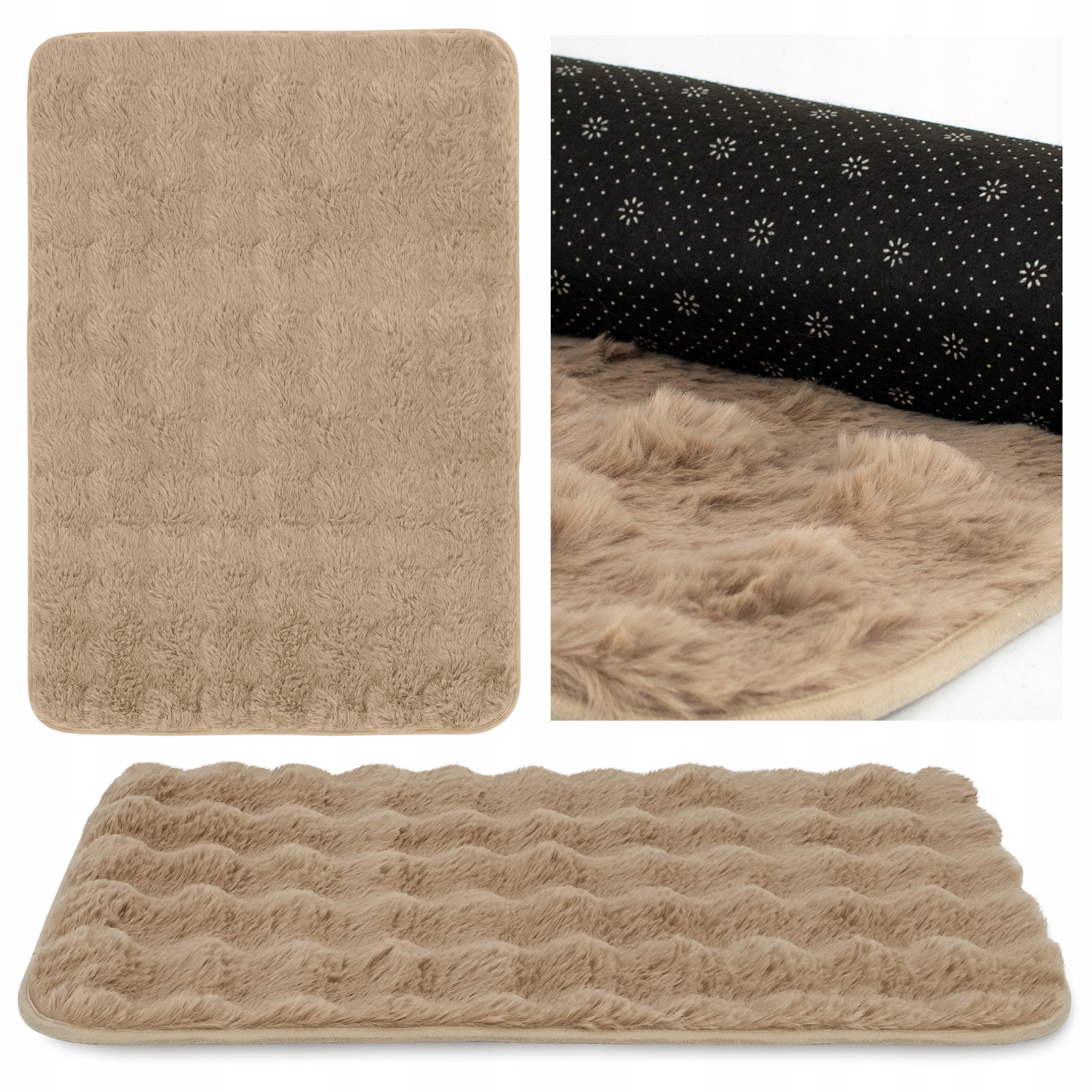 RUG 100x70 CM FOR BEDROOM LIVING ROOM ECO FUR RABBIT NON-SLIP