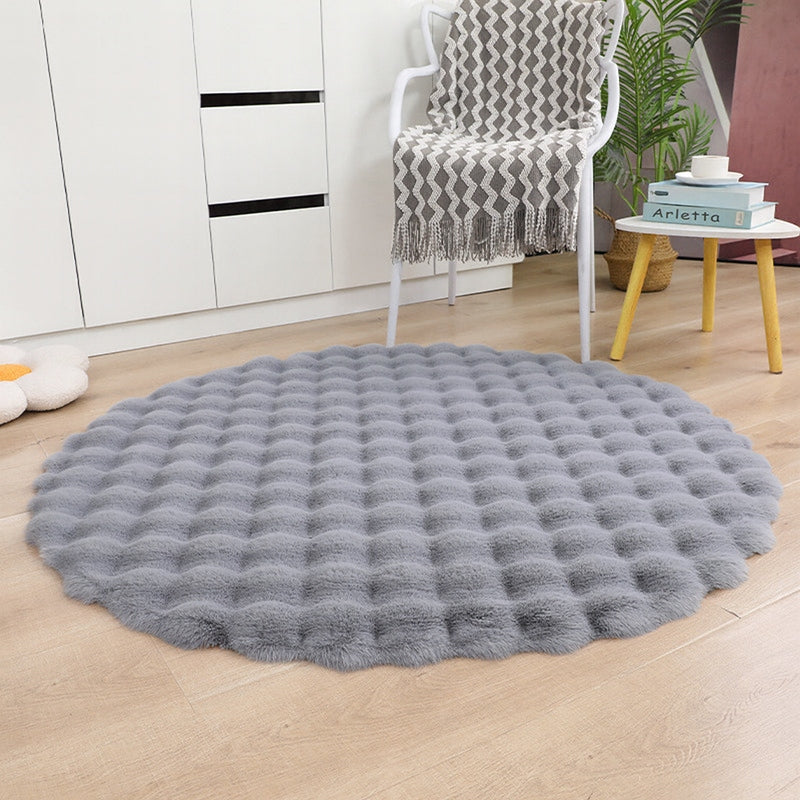RUG BATHROOM MAT FLUFFY RABBIT FUR LIVING ROOM ROUND ASH 90 cm EAN (GTIN) 5906022726445