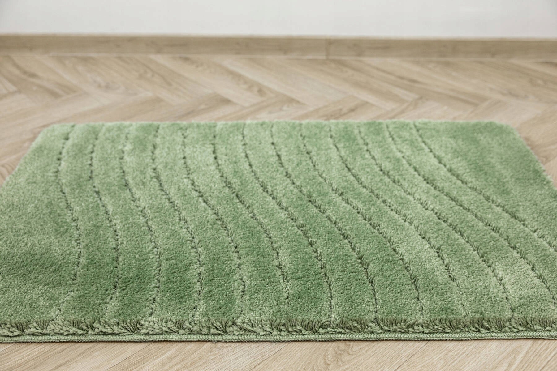 RUG FOR BATHROOM KITCHEN NON-SLIP GREEN IN WAVES MAT SARA 50x80 cm Number of elements pojedynczy dywanik