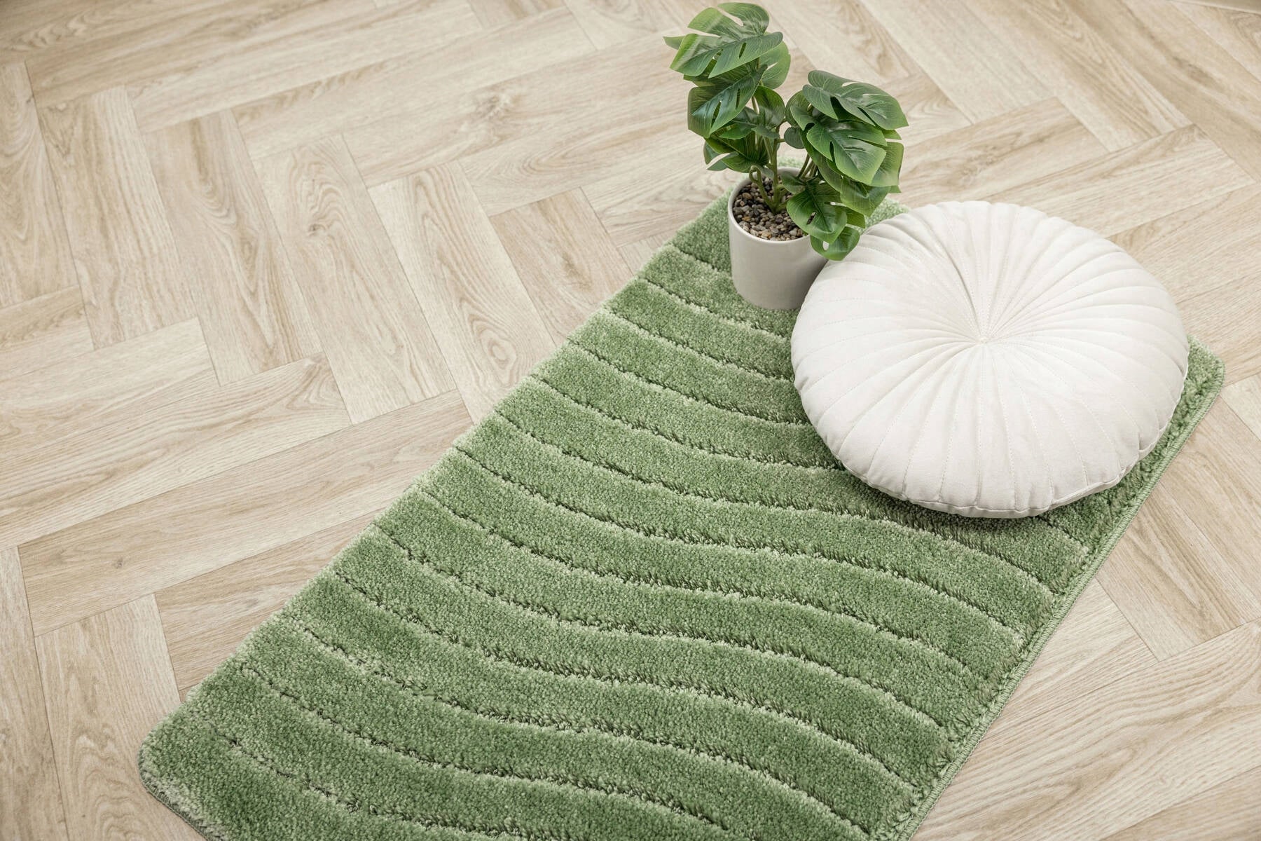 RUG FOR BATHROOM KITCHEN NON-SLIP GREEN IN WAVES MAT SARA 50x80 cm Shape rectangle