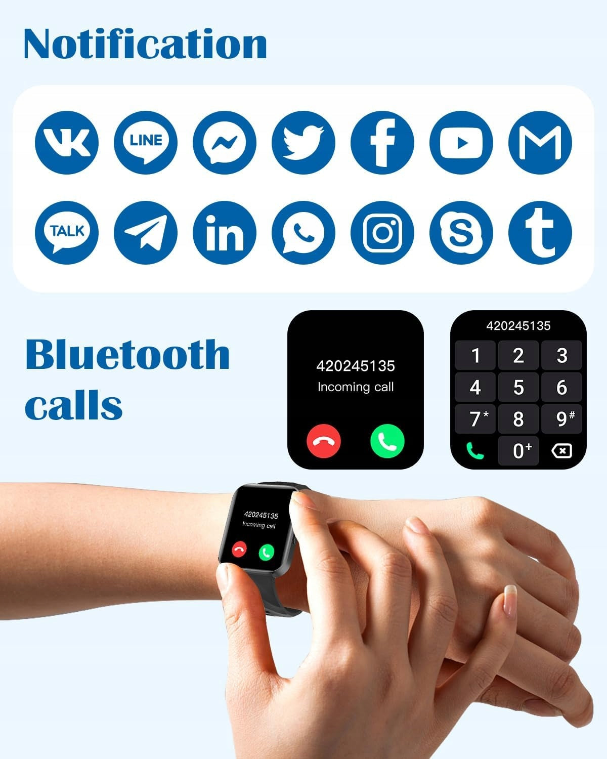 RUIMEN Smart Watch for Women and Men Smartwatch Color black