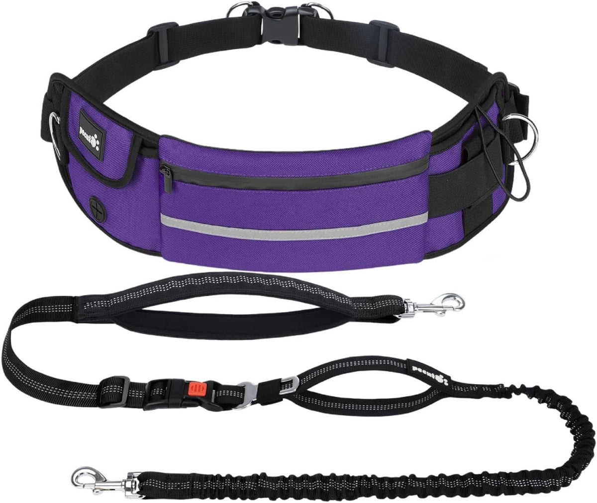 RUNNING LEASH FOR DOGS HIP BELT PURPLE ELASTIC
