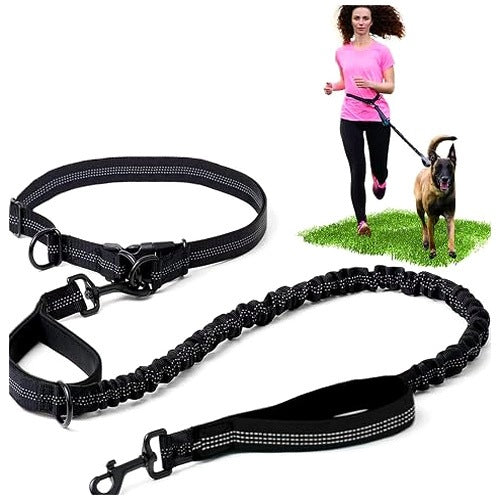RUNNING LEASH WITH DOG HIP BELT HANDS FREE CUSHIONED FOR DOG