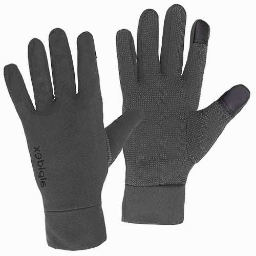 RUNNING SPORTS GLOVES BLACK GREY WITH TOUCH SCREEN 87% POLYESTE