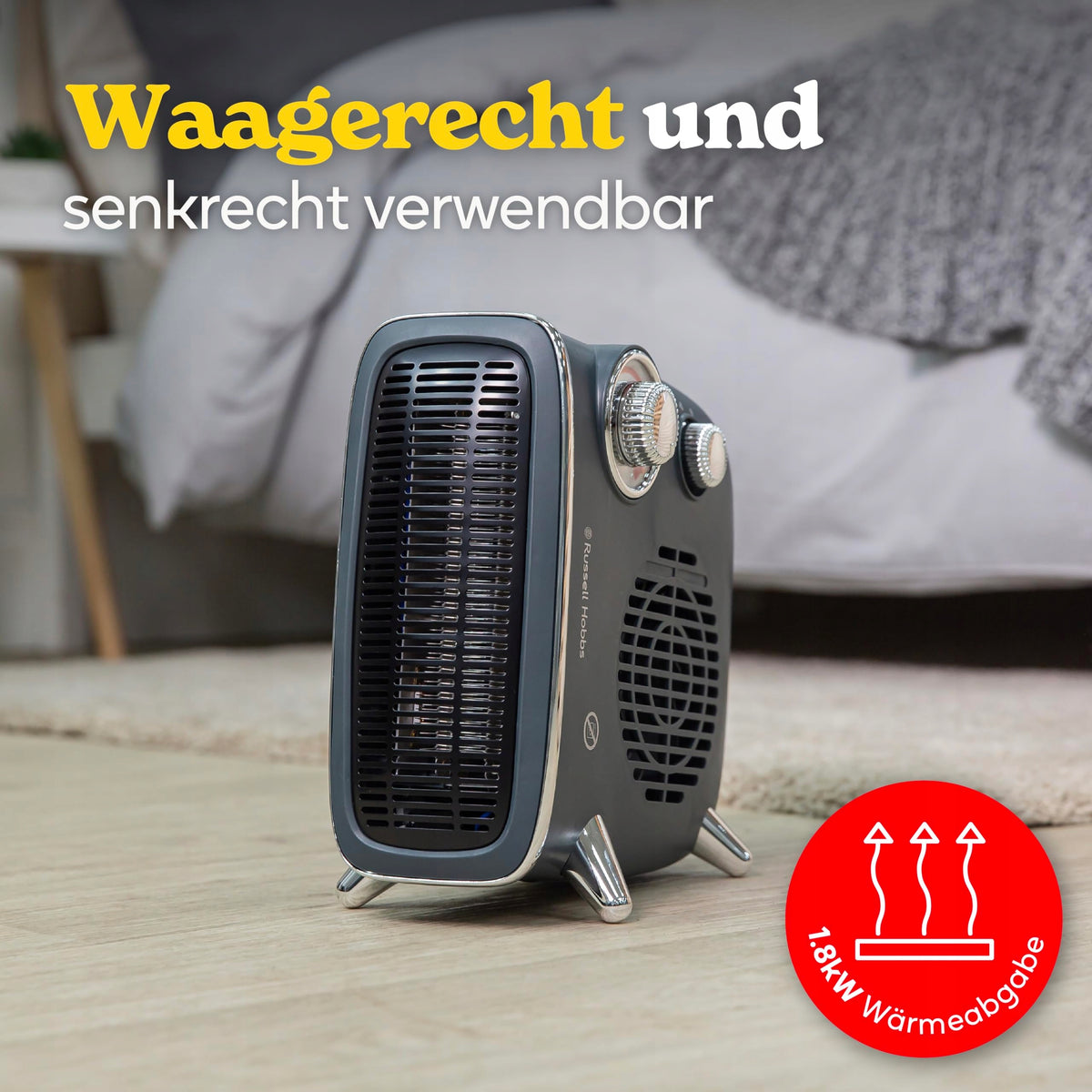 RUSSELL HOBBS Electric Heater 1800W Retro Grey Thermostat 2 Levels Heating power 1800 W