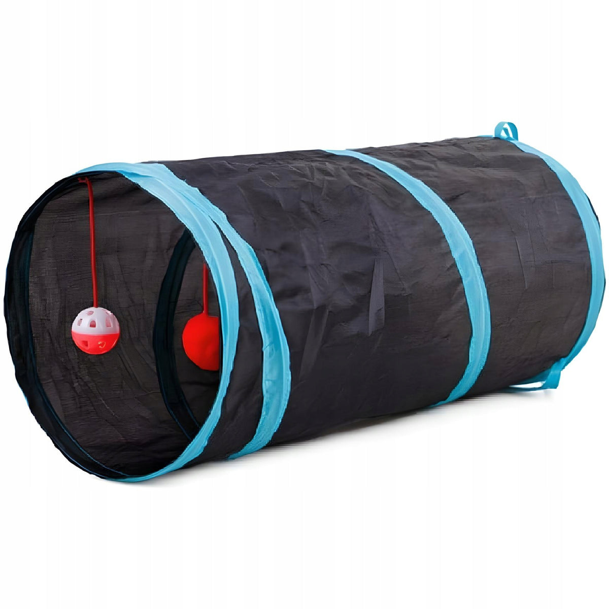 RUSTLING CAT TUNNEL WITH BALLS Folding Cat Toy BLACK