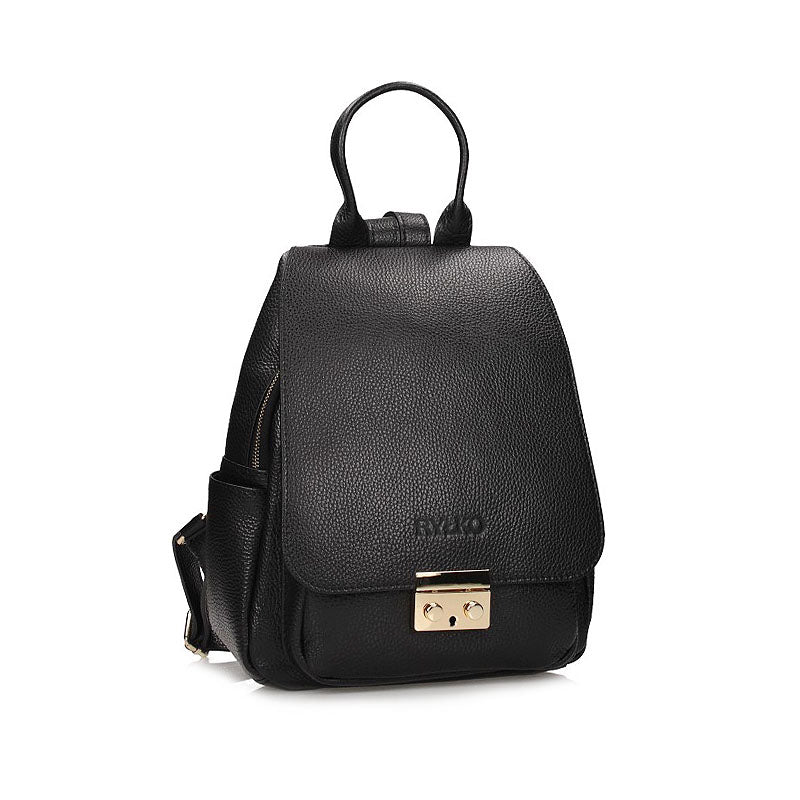 RYŁKO Black women's backpack with flap