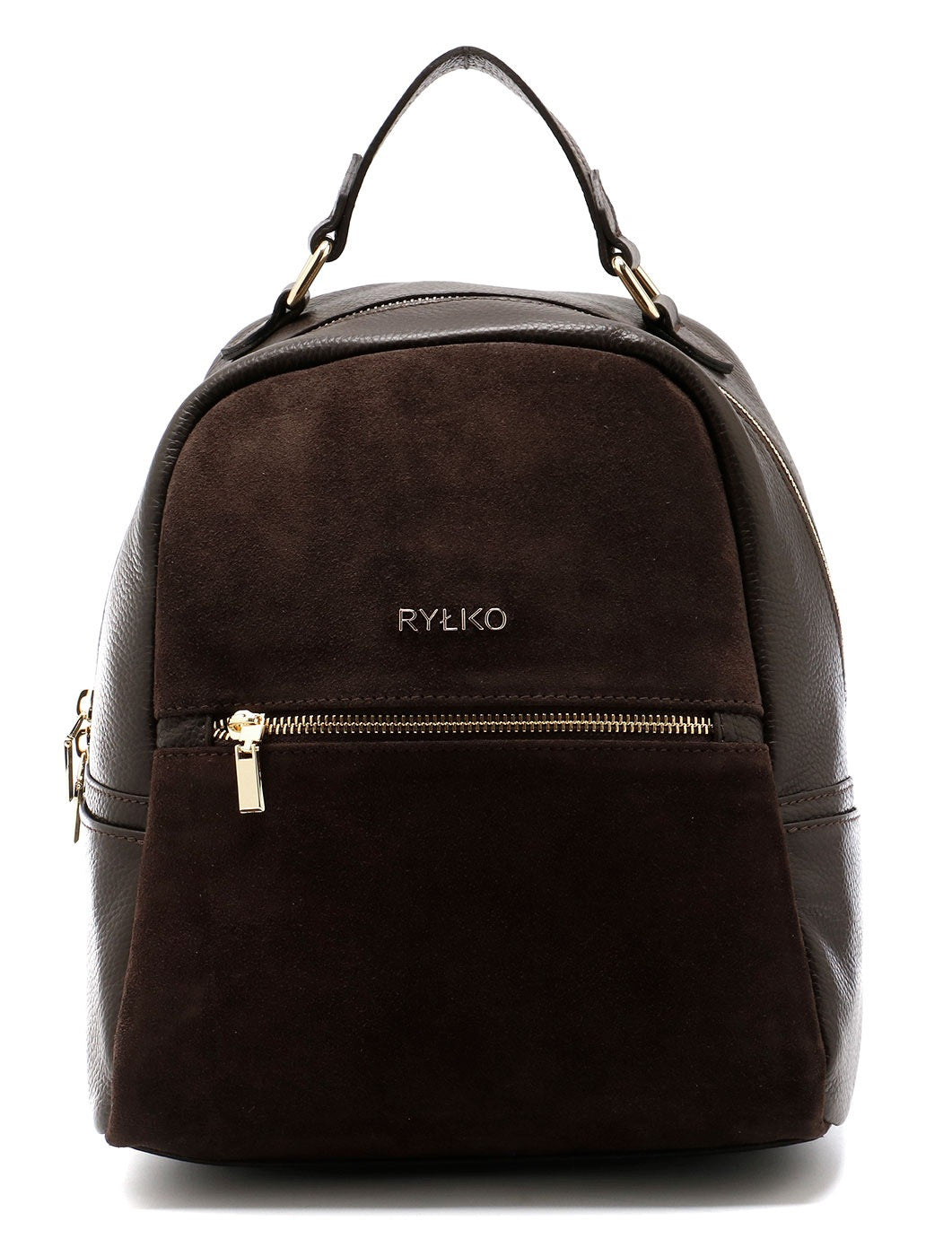 RYŁKO Brown leather backpack of medium size Brand Ryłko