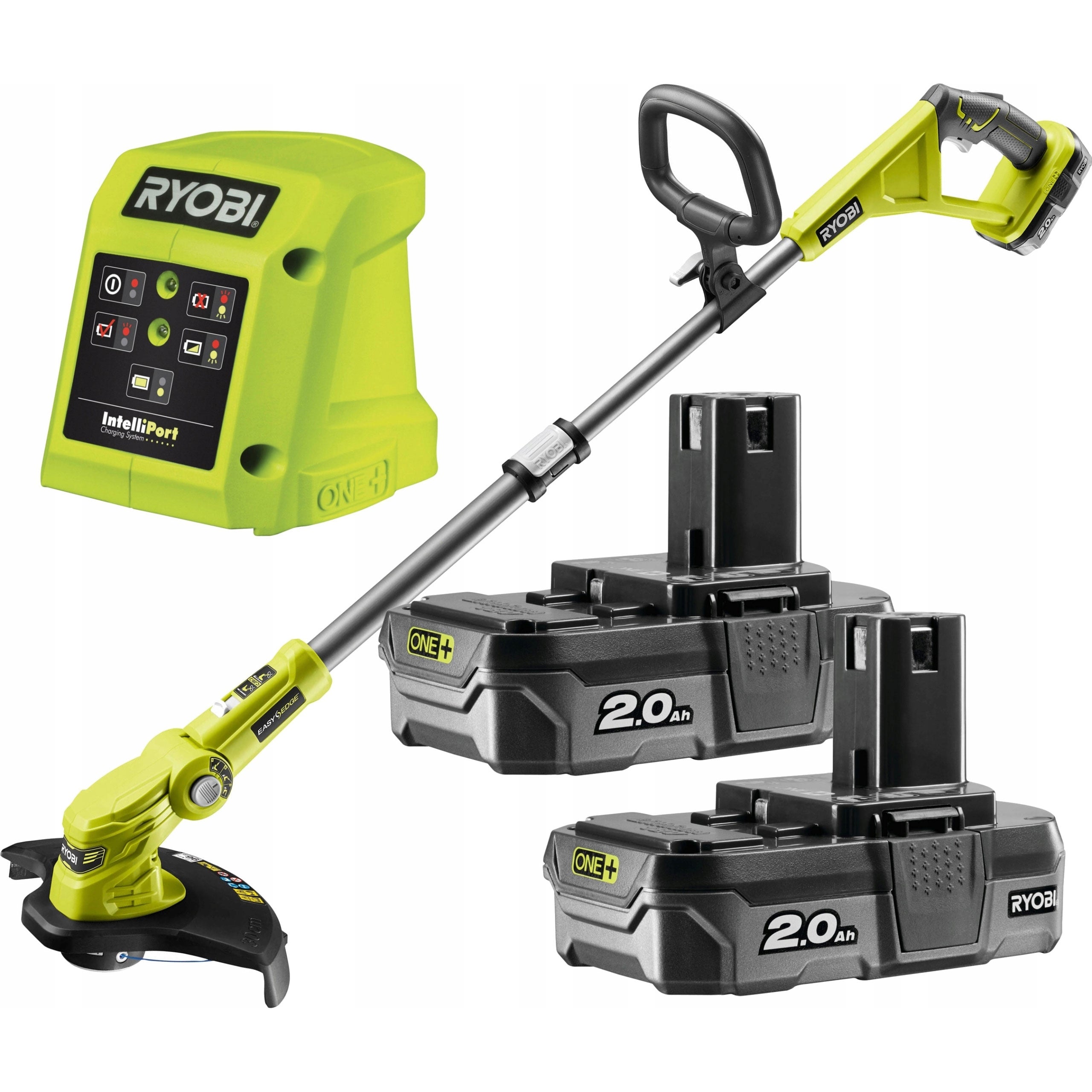 RYOBI 18V+ 2x2AH CORDLESS TRIMMER + CHARGER