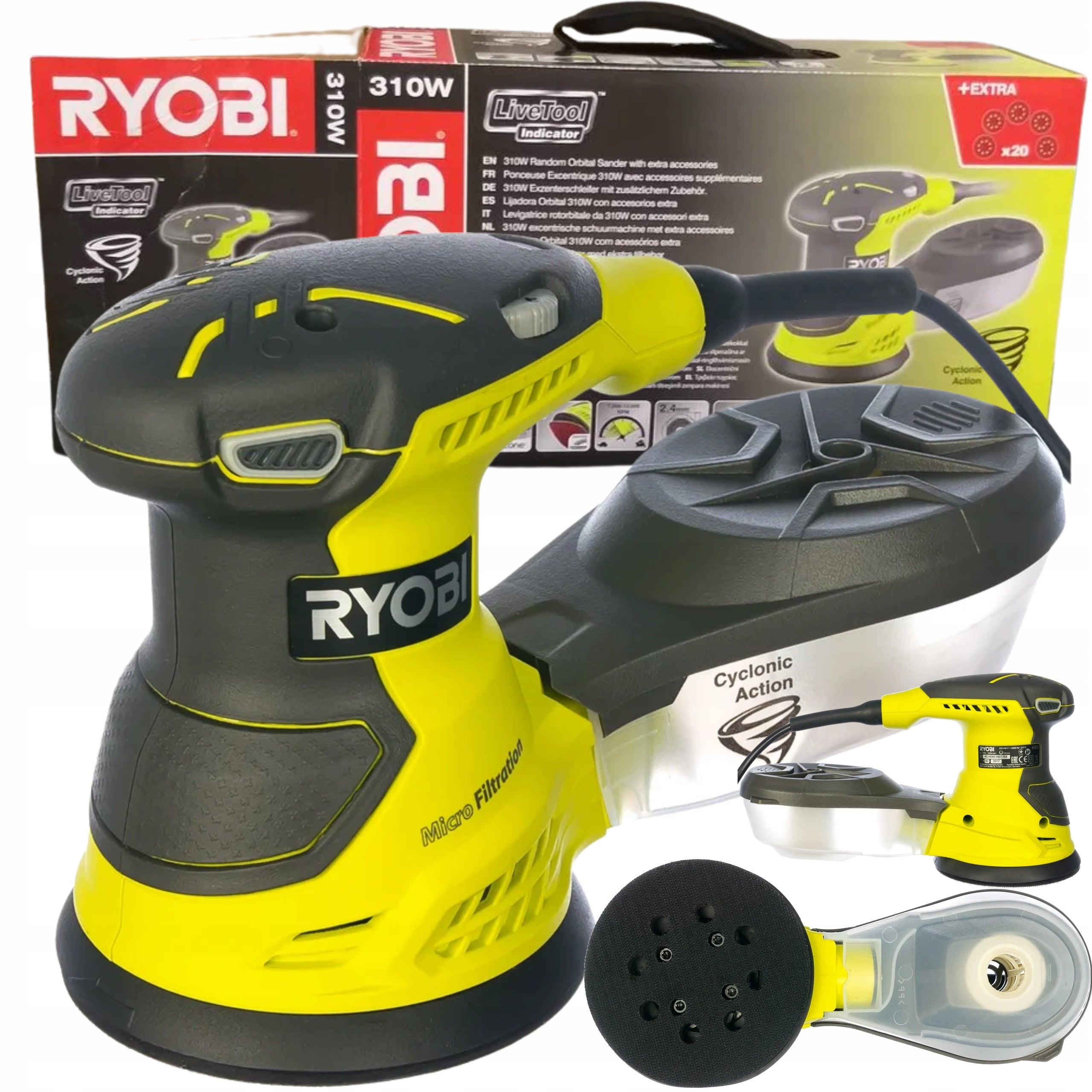 RYOBI OSCILLATING ECCENTRIC GRINDER ROS310-SA20 310W VELCRO BAG 20x