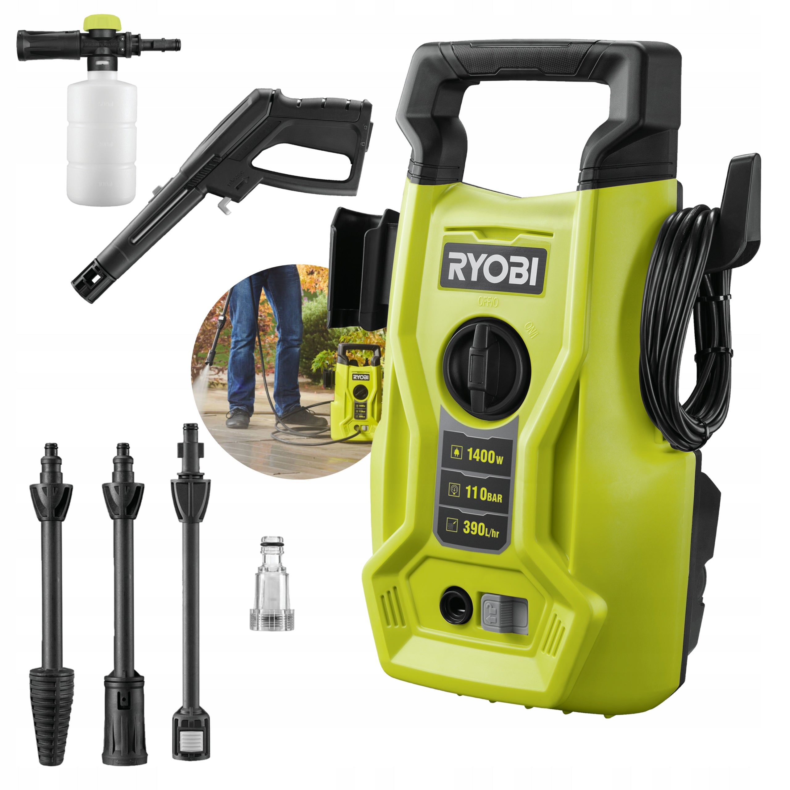 RYOBI PRESSURE WASHER 110bar 1400W RY110PWA !