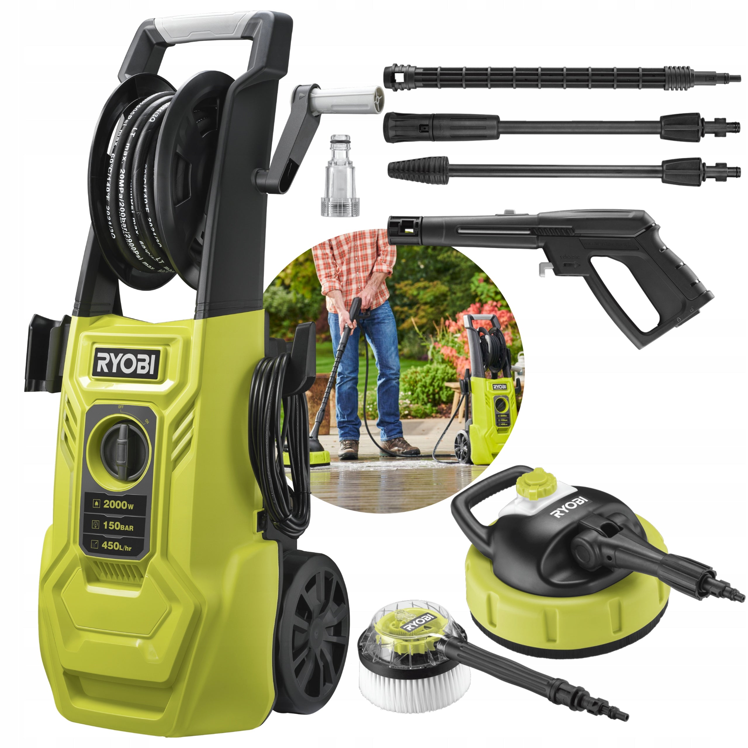 RYOBI PRESSURE WASHER RY150PWA HOSE 8M 20000W 150BAR HIGH PRESSURE