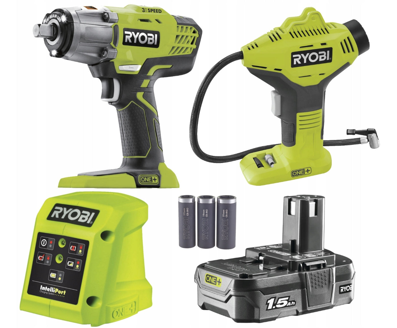 Akkuschrauber RYOBI R18IWPI-115G 18V + KOMPRESSOR 
