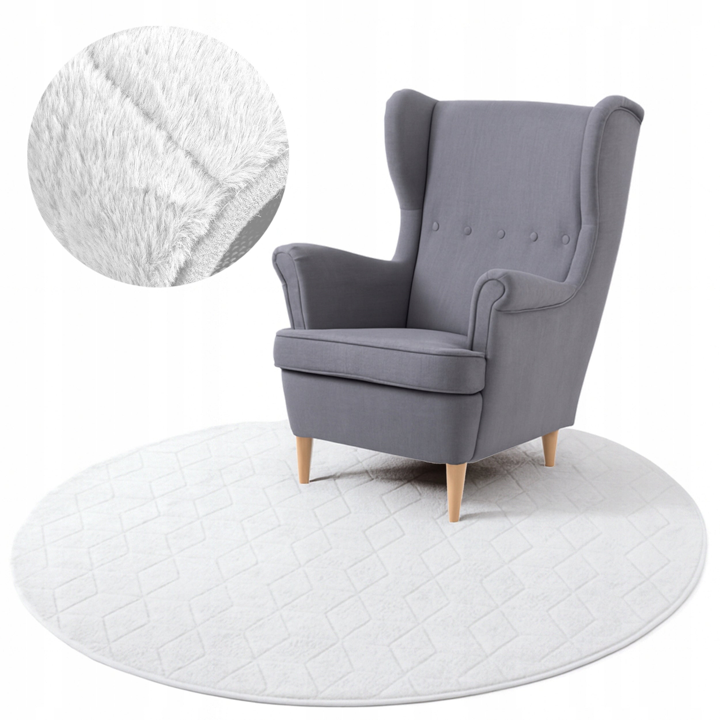 Rabbit 3D Round Carpet Plush Soft Silky Rabbit Fur 150