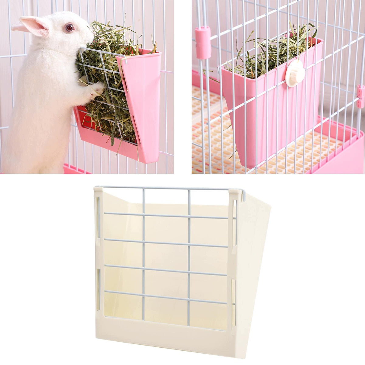Rabbit Bunny Hay Feeder Cage Hay Rack Manger Premium Quality ,Easy to White