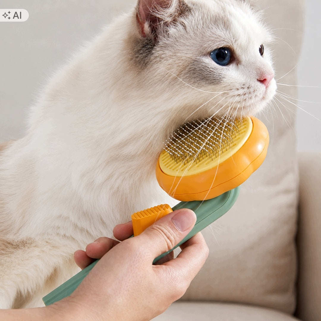 Rabbit Cat Dog Self-Cleaning Brush for Hair with Button Packaging status original