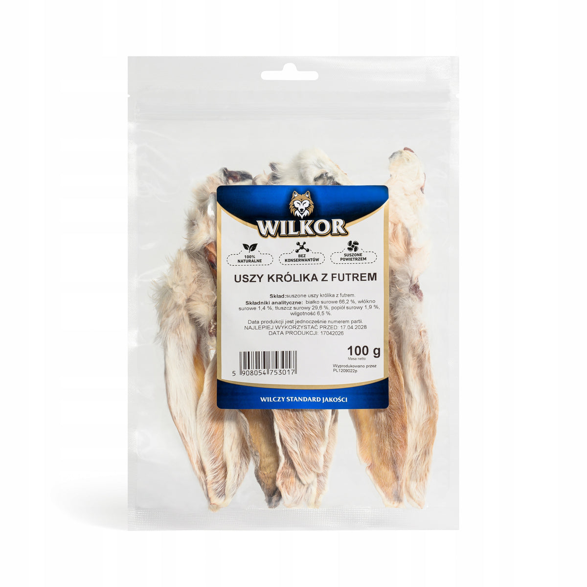 Rabbit Ear with Dog Fur Dried Teether 100g WILKOR