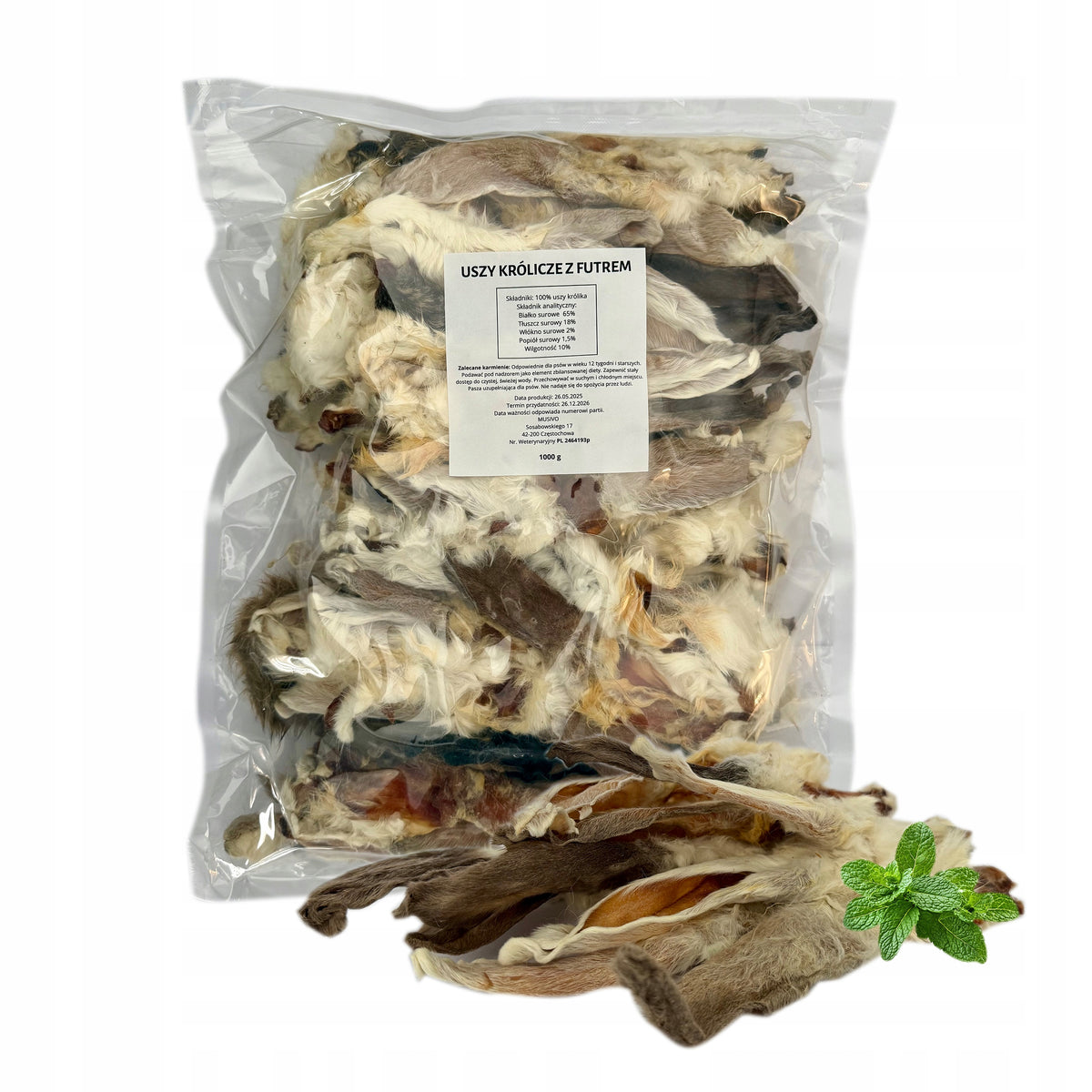 Rabbit Ears with Fur 1kg - 100% Natural Dog Teether