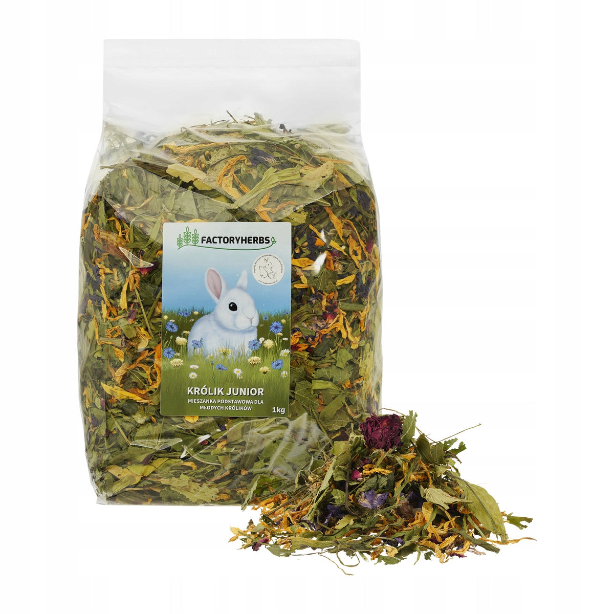 Rabbit Junior 1kg FACTORYHERBS blanched mix for young rabbits