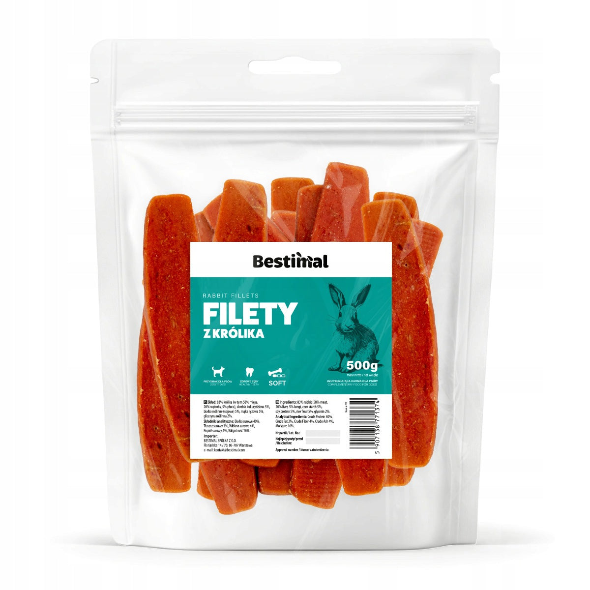 Rabbit fillets 500g- SOFT DOG TREAT - TREATS Manufacturer code BS31
