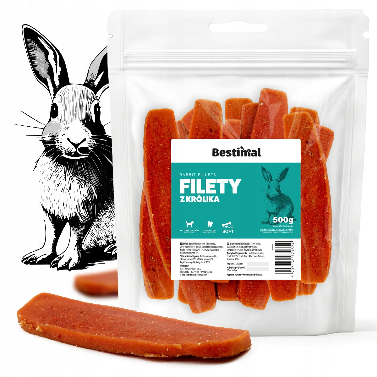 Rabbit fillets 500g- SOFT DOG TREAT - TREATS
