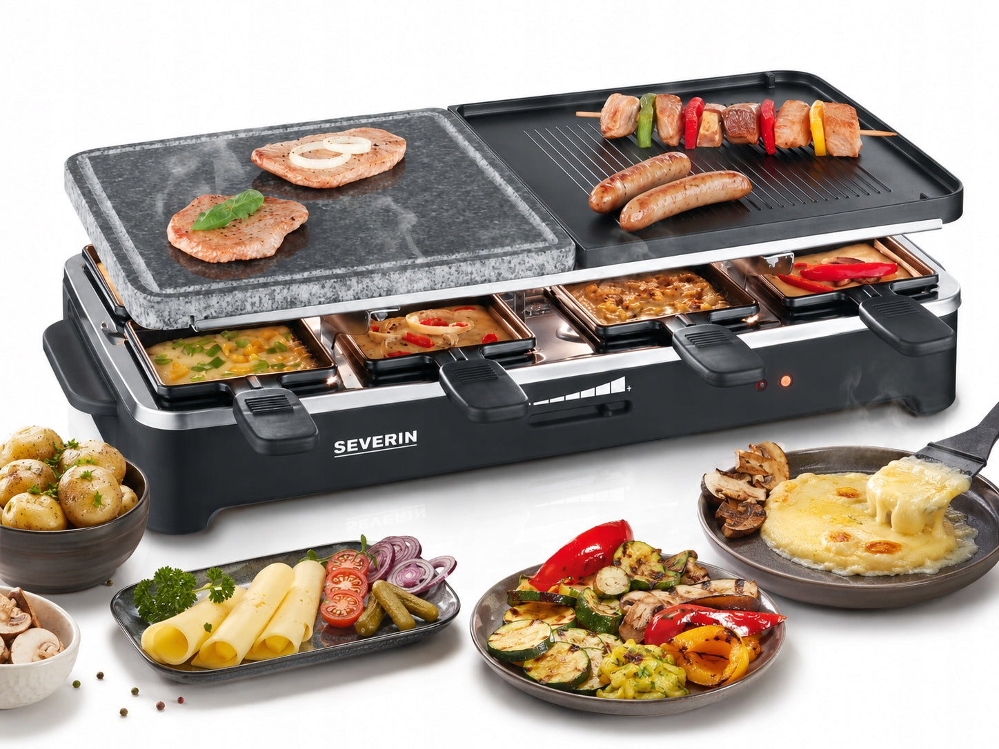 Raclette electric grill Severin RG 9645 black 1400W plate stone